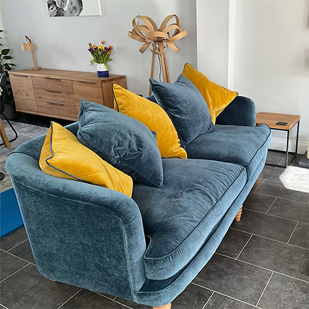 Helmsley 4 Seater Sofa in Warwick Velluto Velvet Denim